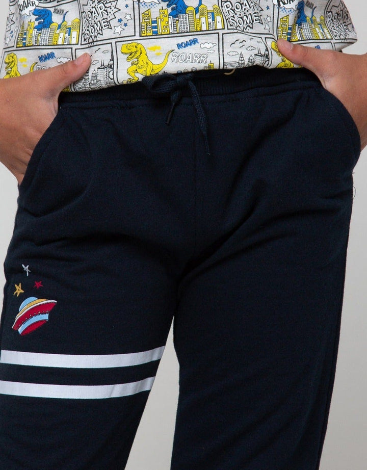 Little M Jogger Knit Terry Space Rocket