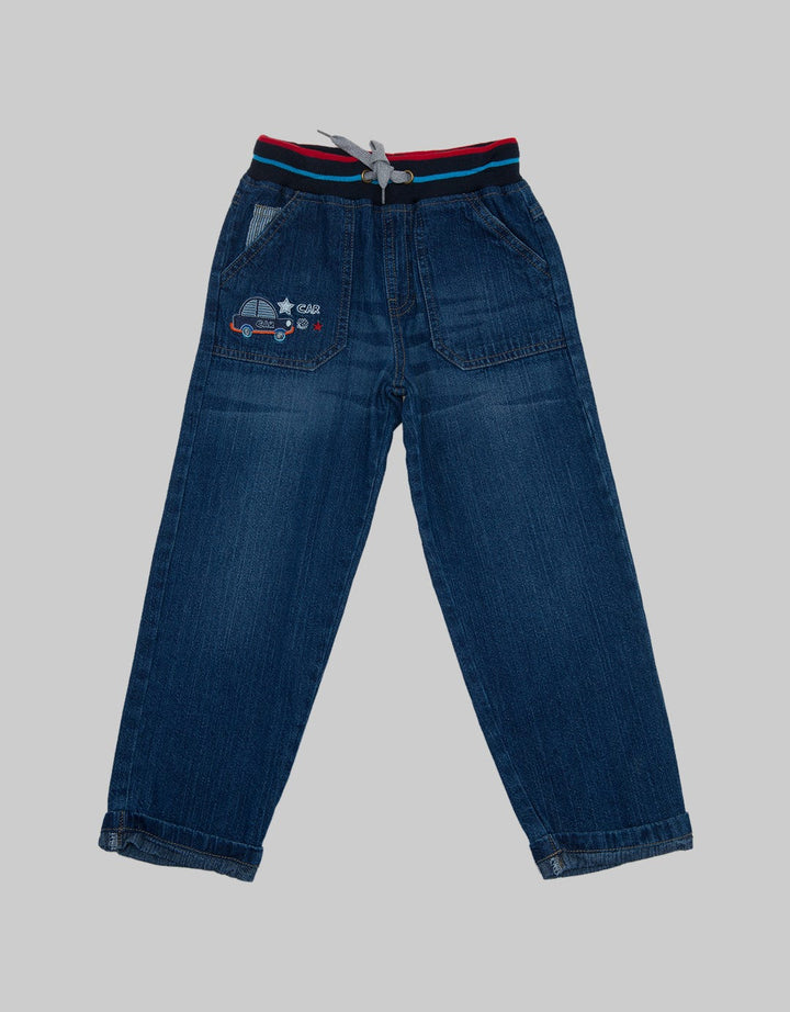 Little M Denim Pants Rib Non St Print Car