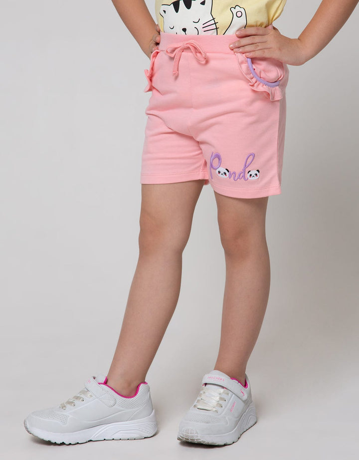 Little M Short Pants Ruffle Kantong Bordir Panda