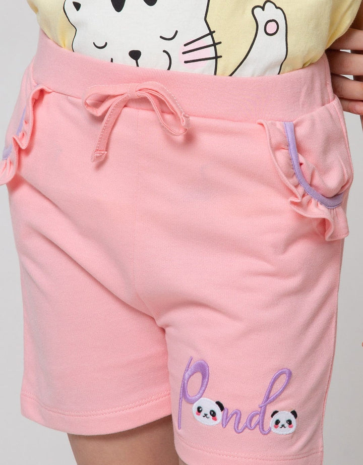 Little M Short Pants Ruffle Kantong Bordir Panda