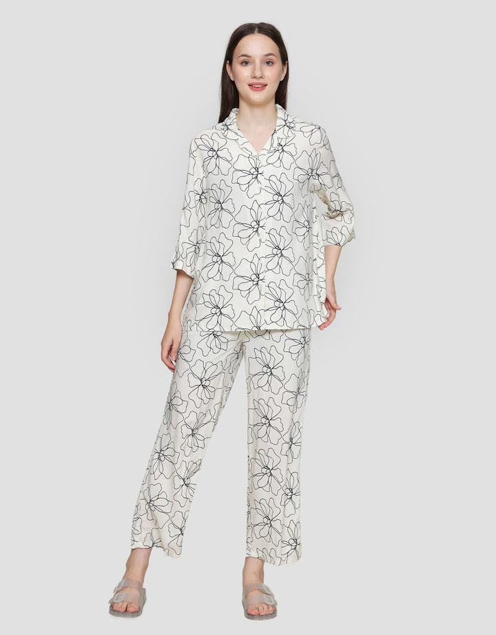 St. Yves Woven Outline Flower Setelan Piyama Wanita