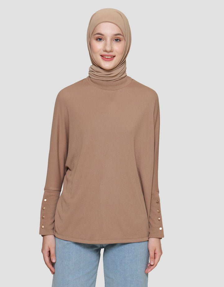 Annisa Jersey Batwing Knitted Top Kaos Lengan Panjang Wanita