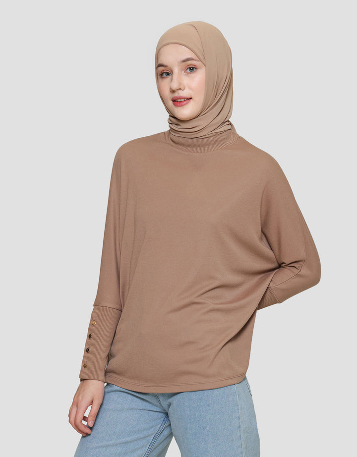 Annisa Jersey Batwing Knitted Top Kaos Lengan Panjang Wanita