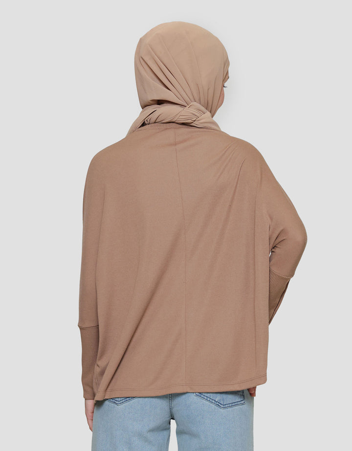 Annisa Jersey Batwing Knitted Top Kaos Lengan Panjang Wanita