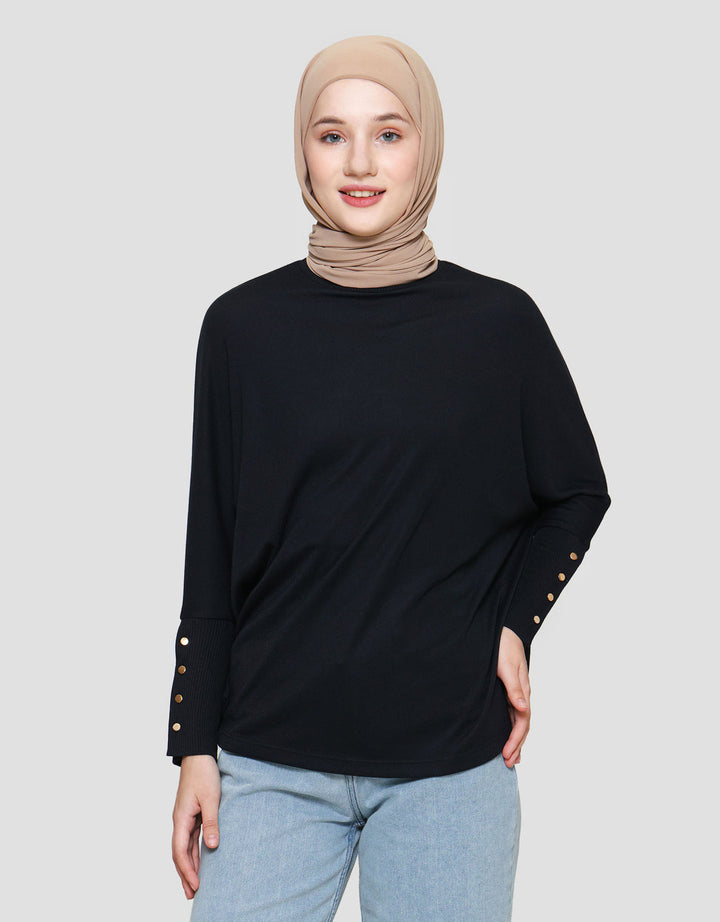 Annisa Jersey Batwing Knitted Top Kaos Lengan Panjang Wanita