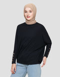 Annisa Jersey Batwing Knitted Top Kaos Lengan Panjang Wanita