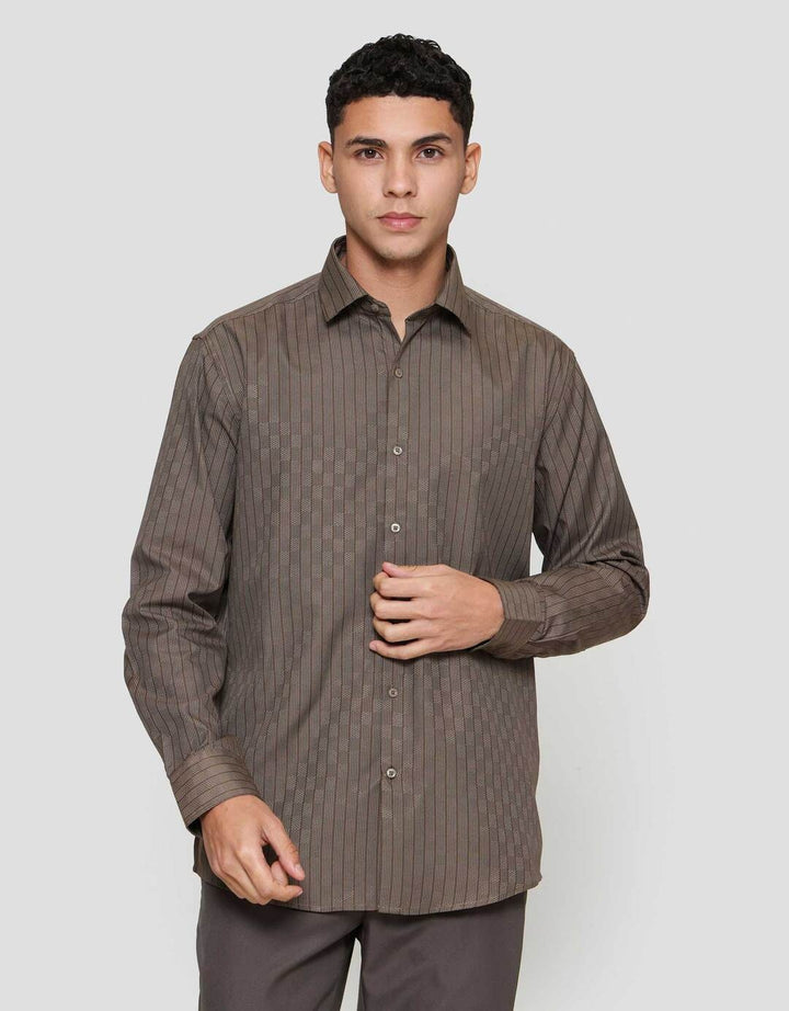 Cole Dobby Stripe Kemeja Slim Pria