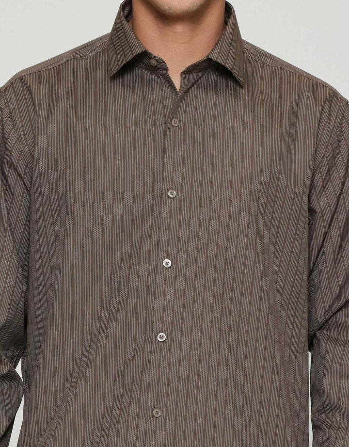 Cole Dobby Stripe Kemeja Slim Pria