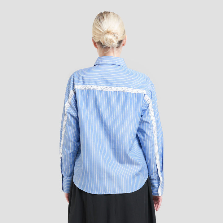 Connexion Stripe With Back Lace Kemeja Wanita