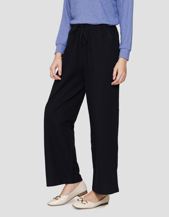 Connexion Drawstring Linen Celana Panjang Wanita