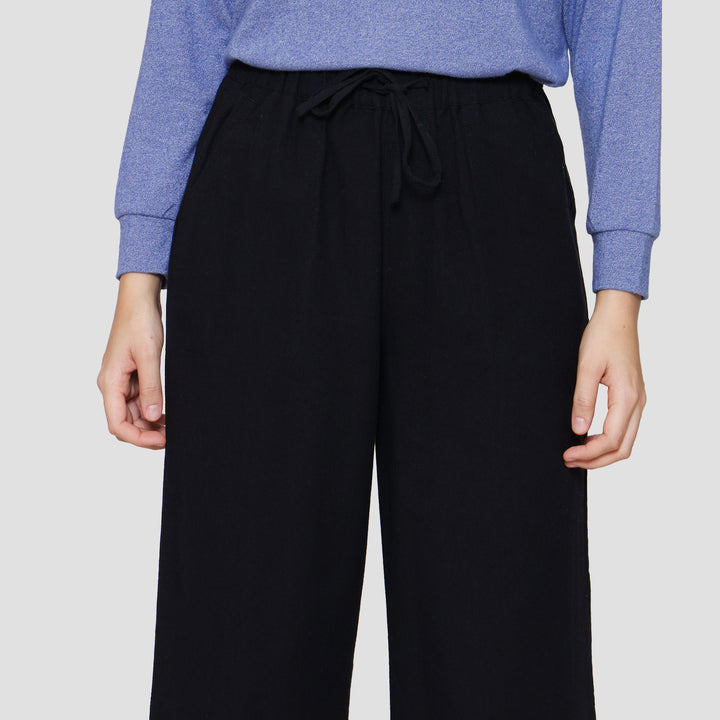 Connexion Drawstring Linen Celana Panjang Wanita