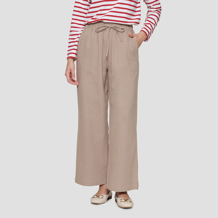 Connexion Drawstring Linen Celana Panjang Wanita