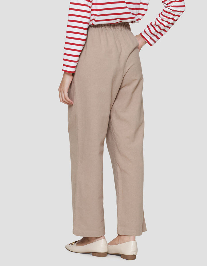 Connexion Drawstring Linen Celana Panjang Wanita