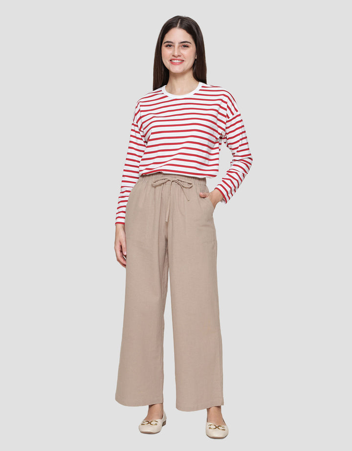 Connexion Drawstring Linen Celana Panjang Wanita