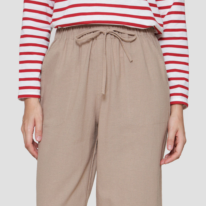 Connexion Drawstring Linen Celana Panjang Wanita