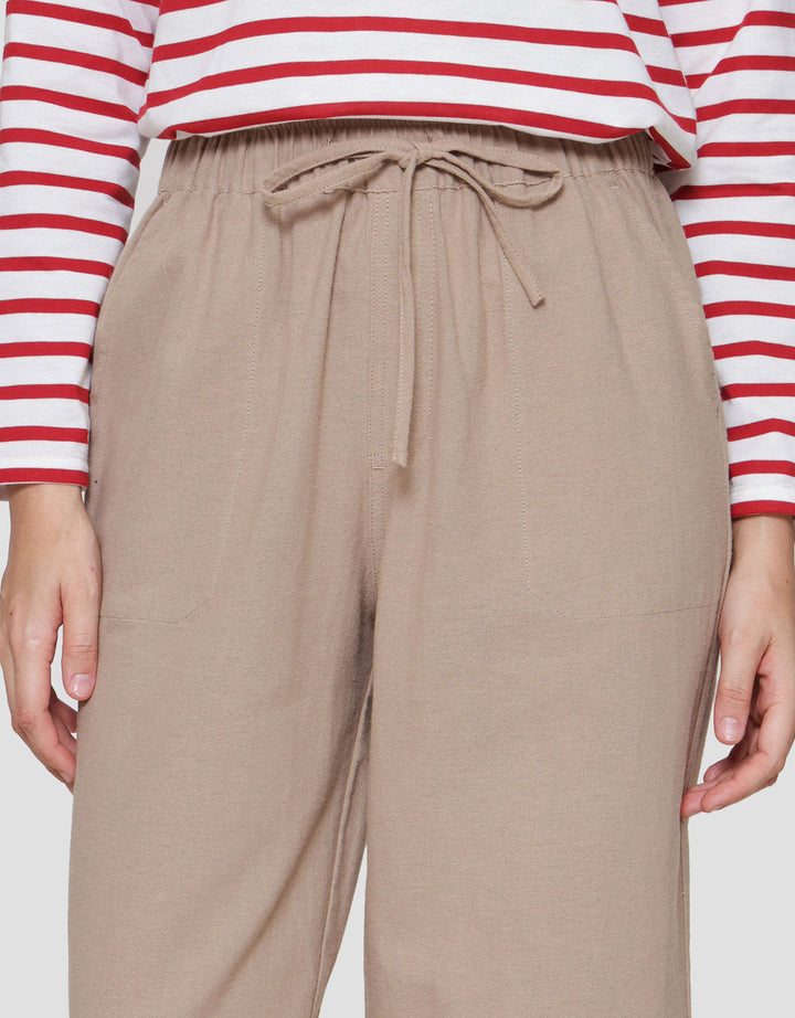 Connexion Drawstring Linen Celana Panjang Wanita