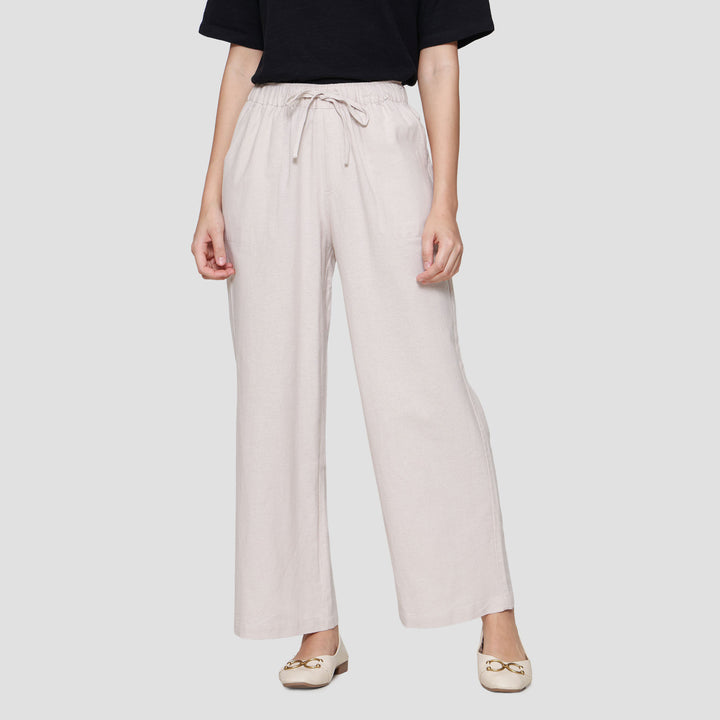 Connexion Drawstring Linen Celana Panjang Wanita