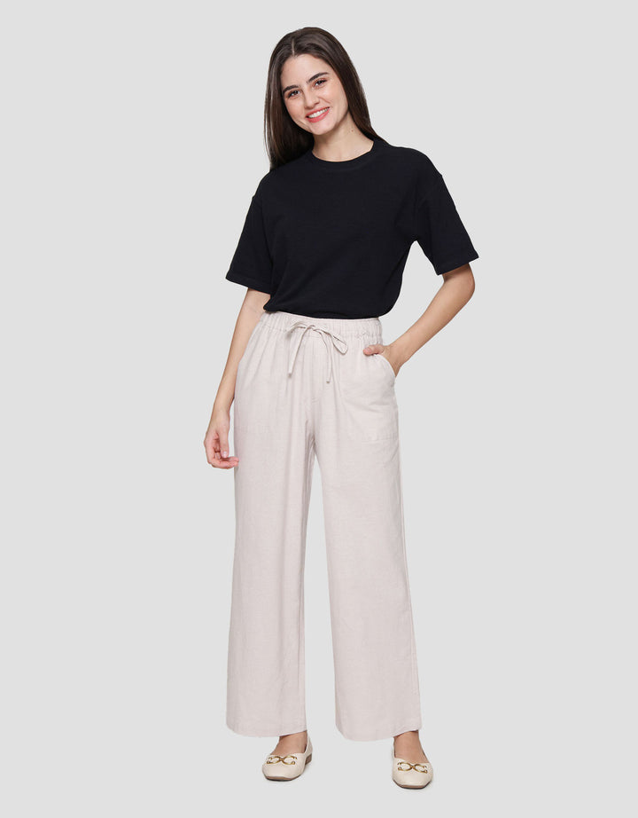 Connexion Drawstring Linen Celana Panjang Wanita