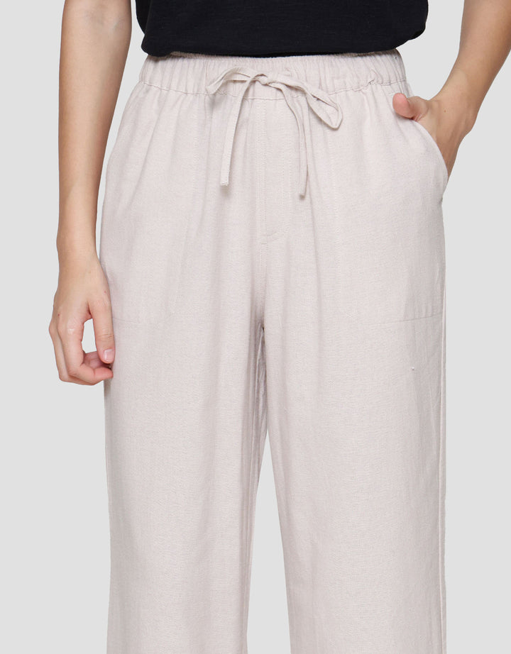 Connexion Drawstring Linen Celana Panjang Wanita
