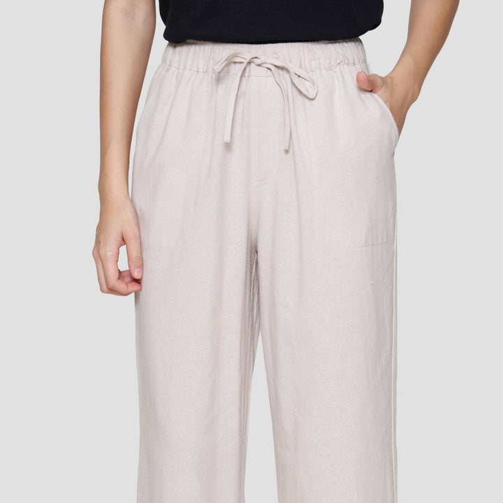 Connexion Drawstring Linen Celana Panjang Wanita