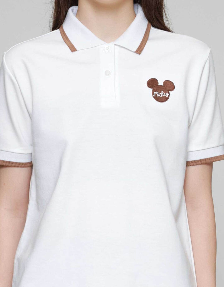 Disney Reguler Print Embro Mickey Mouse Kaos Polo Wanita