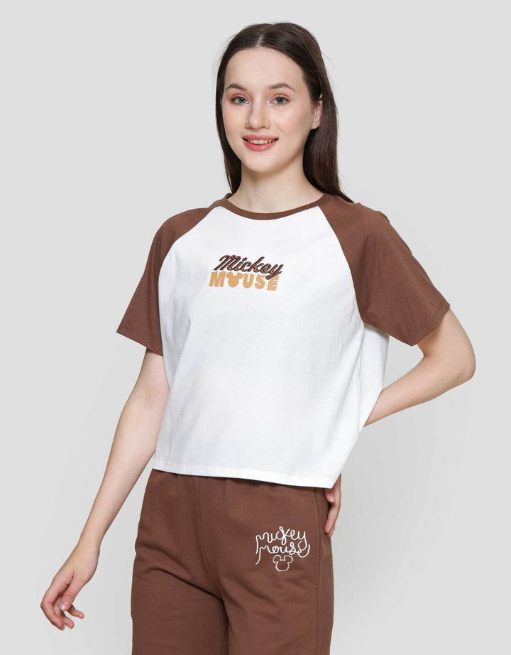 Disney Boxy Print Mickey Mouse Kaos Lengan Pendek Wanita