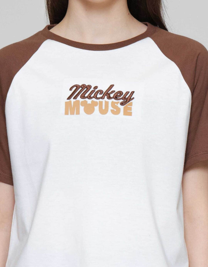 Disney Boxy Print Mickey Mouse Kaos Lengan Pendek Wanita
