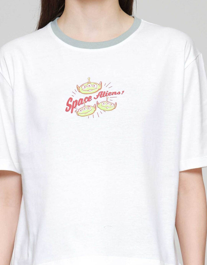 Disney Boxy Print Aliens  Kaos Lengan Pendek Wanita