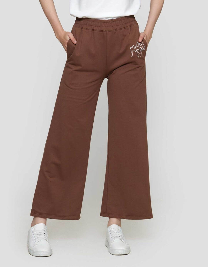 Disney Wide Leg Print Mickey Mouse Celana Panjang Wanita