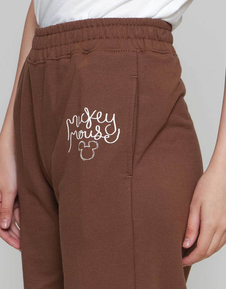 Disney Wide Leg Print Mickey Mouse Celana Panjang Wanita