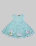 Kidz Too Short Sleeve Midi Dress Kotak Bordir Rabbit Pom