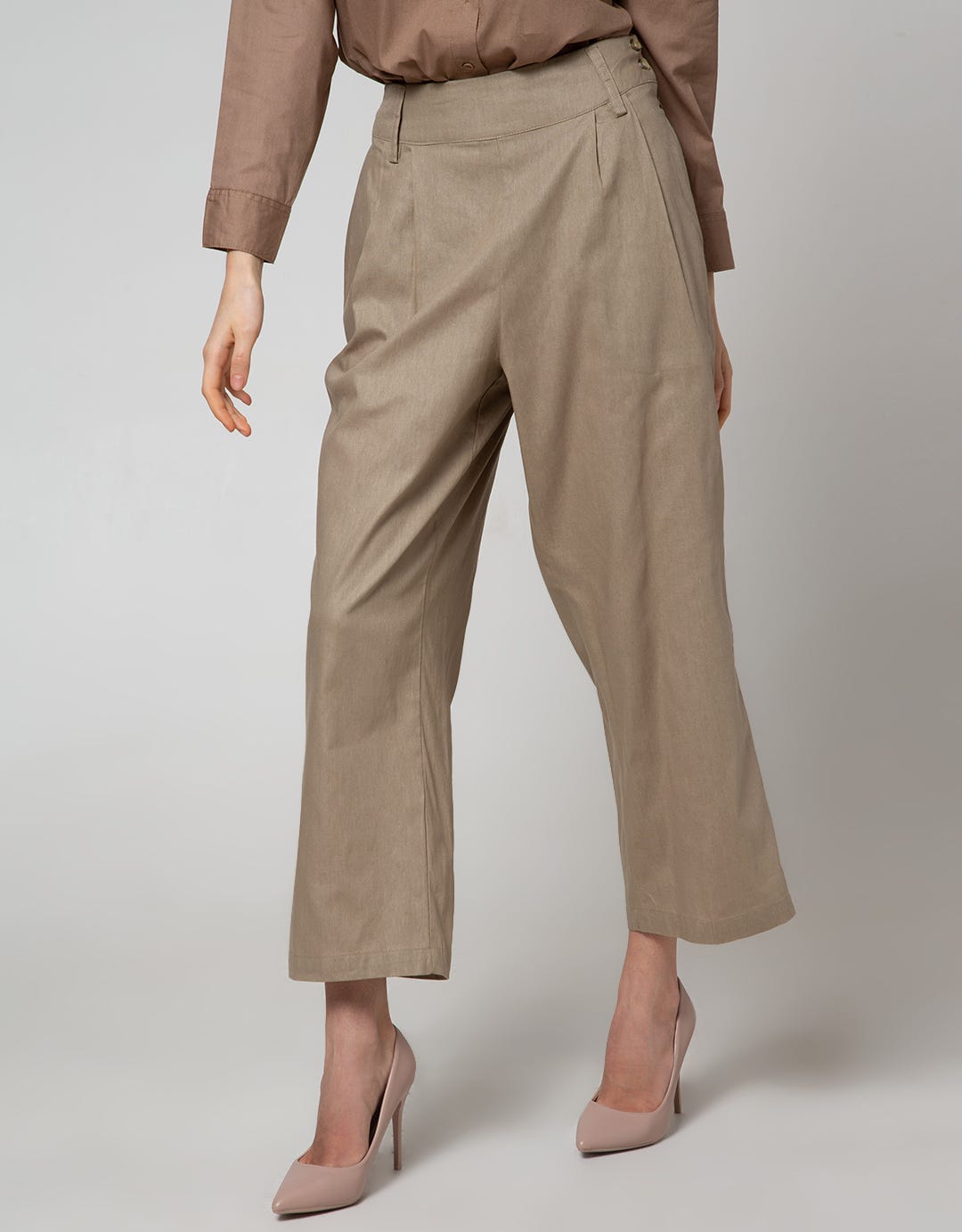 Details Long Pants With Belt Loop And Buttons At Side