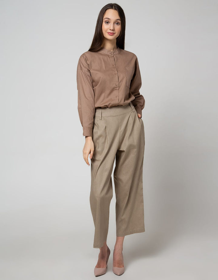Details Long Pants With Belt Loop And Buttons At Side