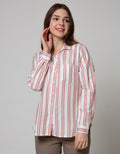 Connexion Long Sleeve Shirt Print Stripes With 1 Pocket