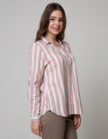 Connexion Long Sleeve Shirt Print Stripes With 1 Pocket