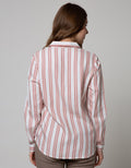 Connexion Long Sleeve Shirt Print Stripes With 1 Pocket