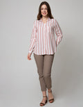 Connexion Long Sleeve Shirt Print Stripes With 1 Pocket