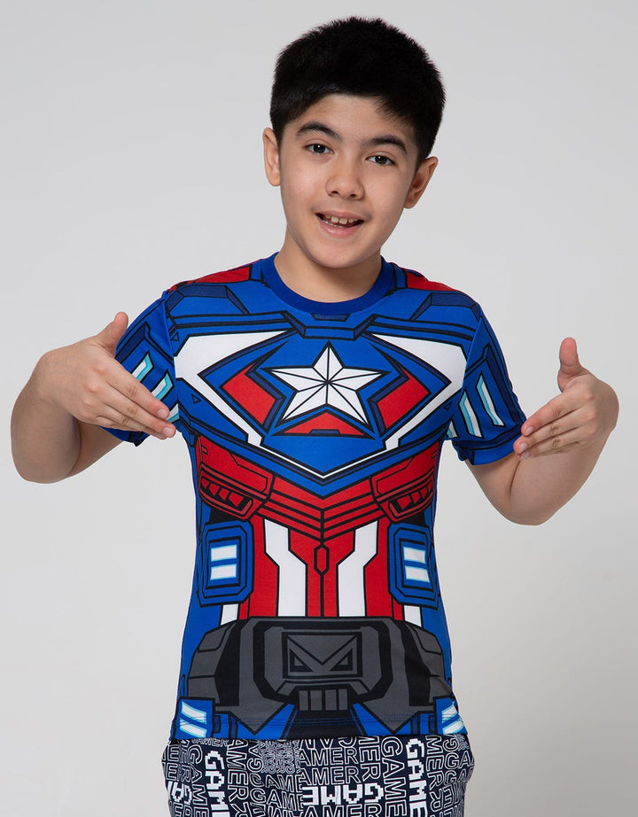 Marvel Kostum Mech Captain Short Sleeve T-Shirt