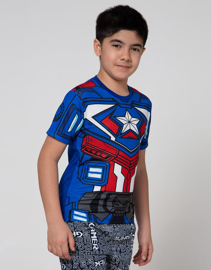 Marvel Kostum Mech Captain Short Sleeve T-Shirt