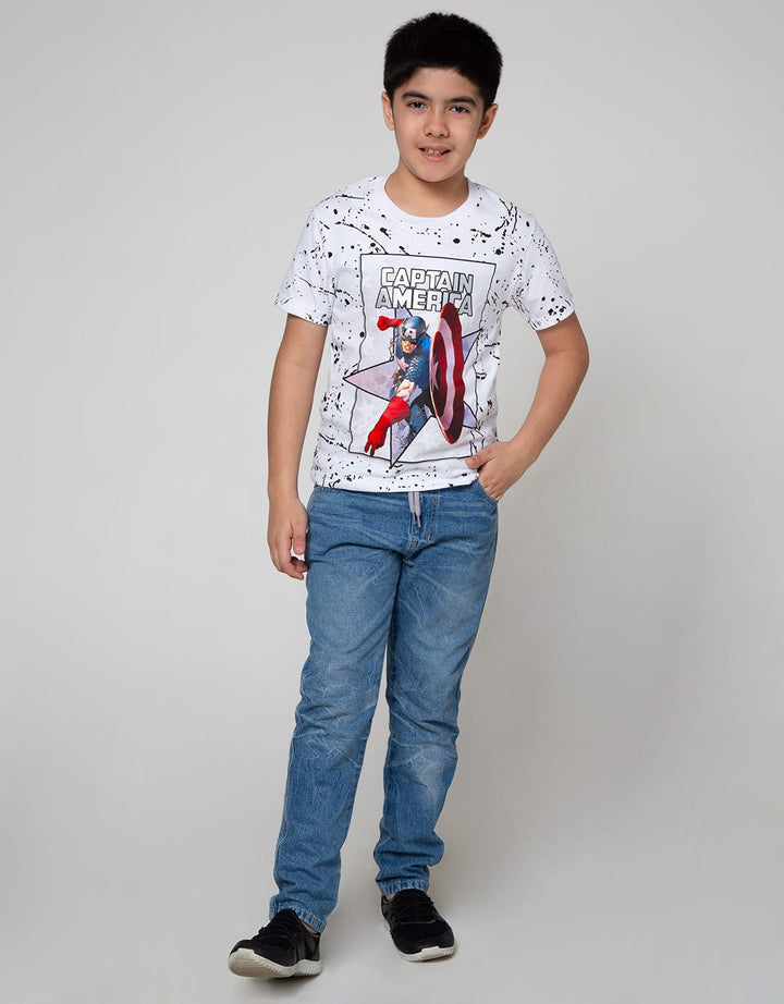 Marvel Captain America Print Splash Short Sleeve T-Shirt