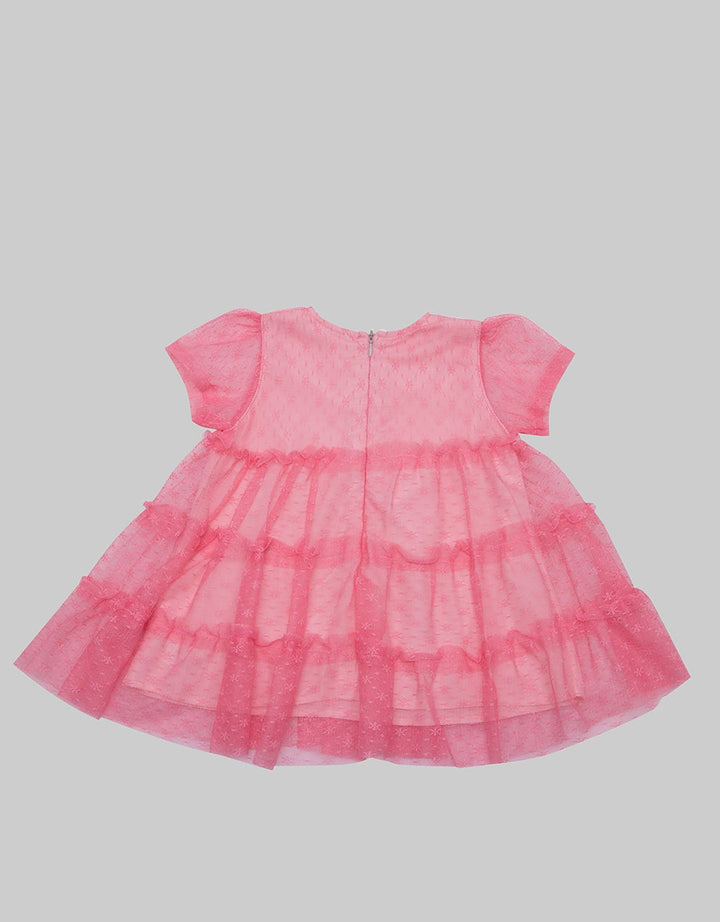 Pipiniko Short Sleeve Midi Dress Tiered Tulle