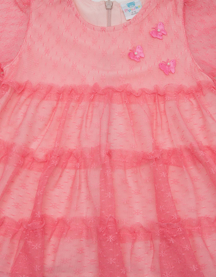Pipiniko Short Sleeve Midi Dress Tiered Tulle