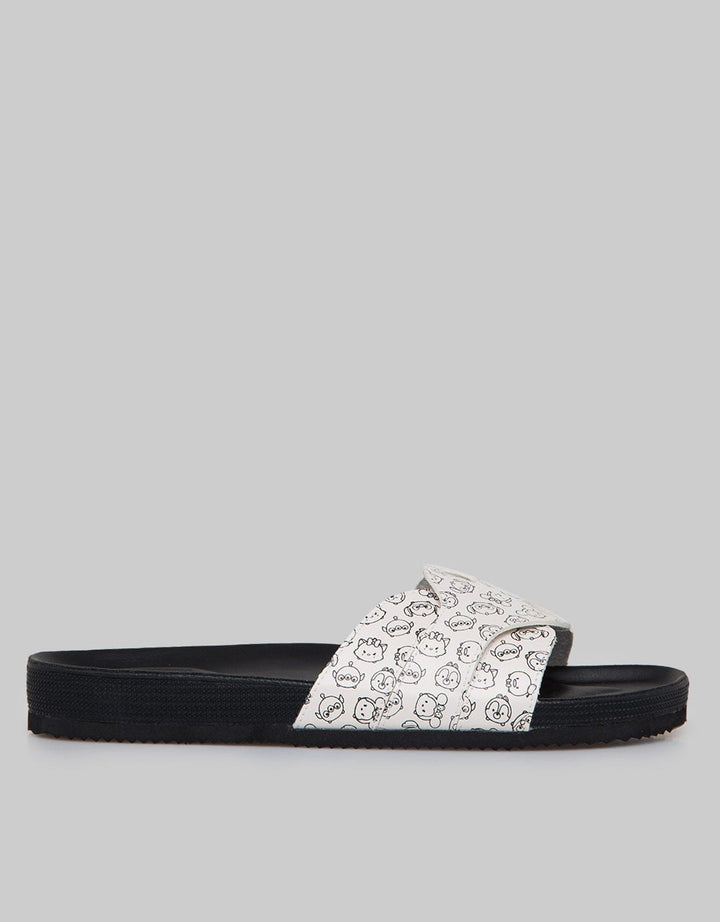 Disney Slipper Sandals Tsumtsum Tss25:White:40:Solid:Slipper Sandals