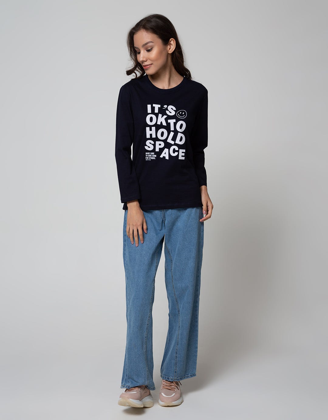 Nevada Long Sleeve T-Shirt Solid Print Its Ok To Hold Space