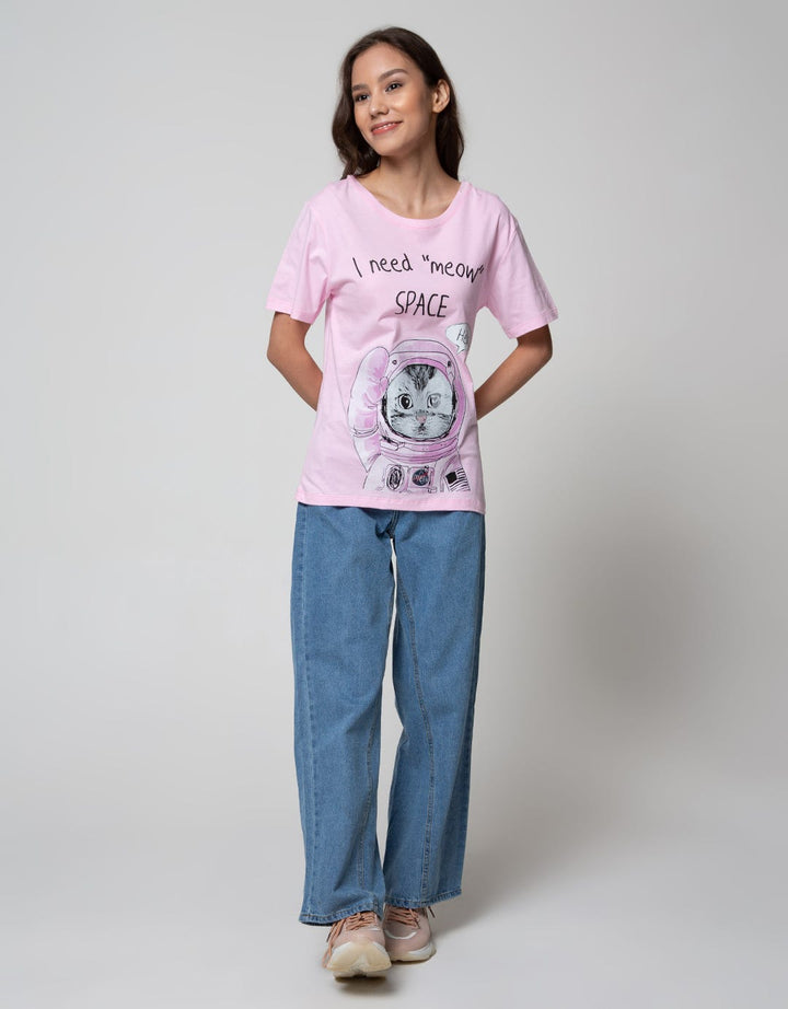 Nevada Short Sleeve T-Shirt Solid I Need Meow Space
