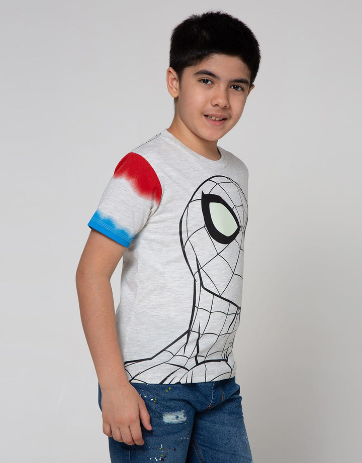 Marvel T-Shirt Spiderman Print Face Contrast Sleeves