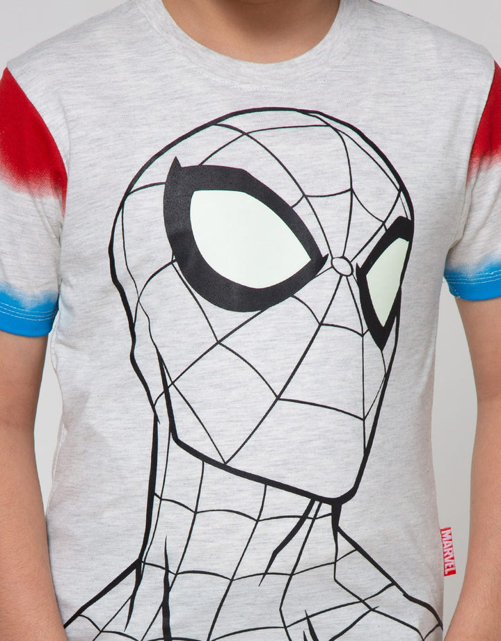 Marvel T-Shirt Spiderman Print Face Contrast Sleeves