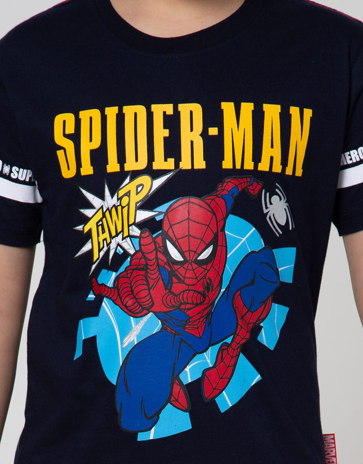 Marvel Spiderman Crawl Stripe Short Sleeve T-Shirt