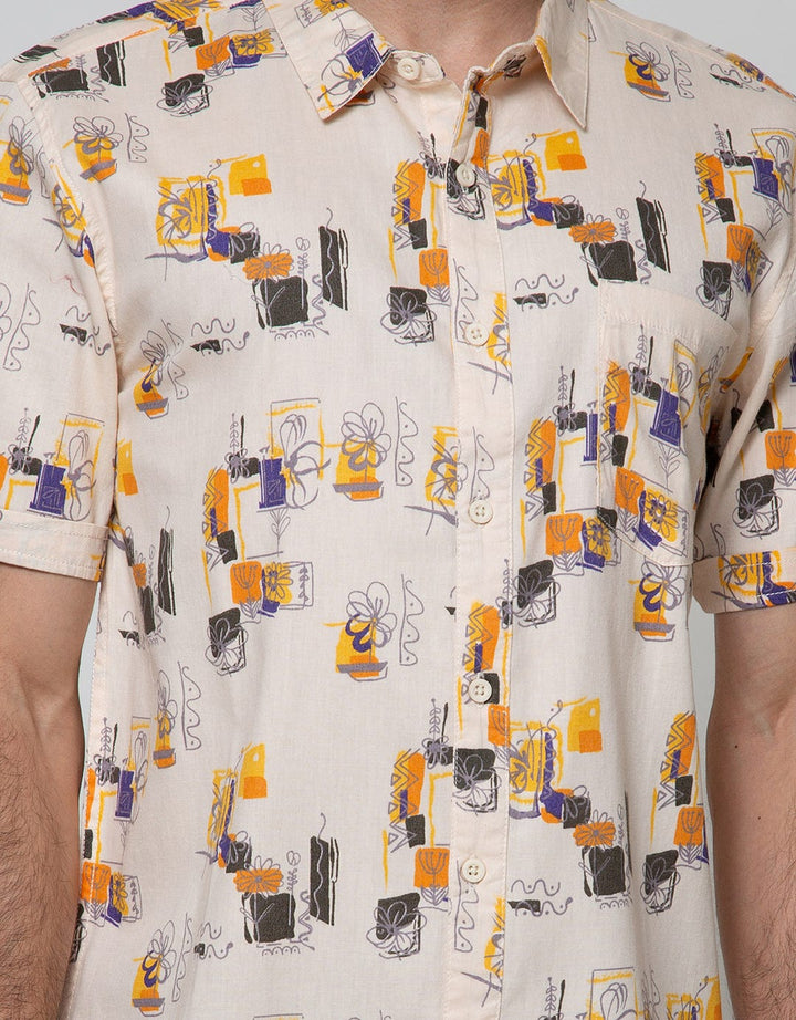 Nevada Short Sleeve Shirt Print Abstrak