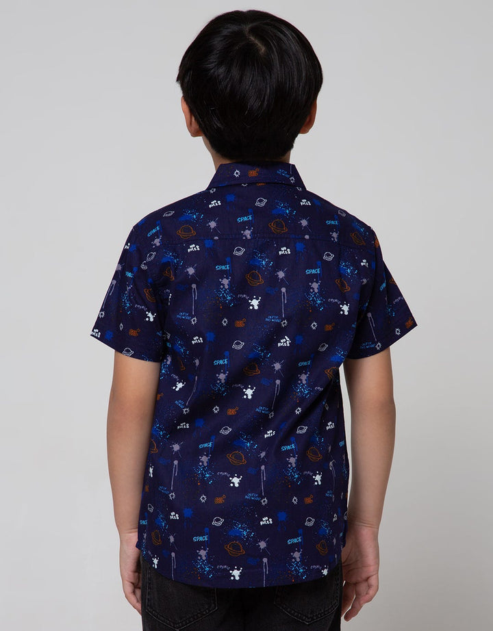 Aero Short Sleeve Shirt Full Print Regu Poplin Print Splash Space